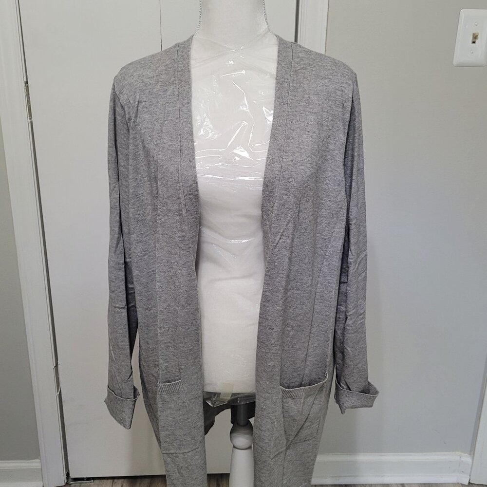 Kim Rogers Gray Draped Cardigan/Decorative Back - Picture 1 of 9